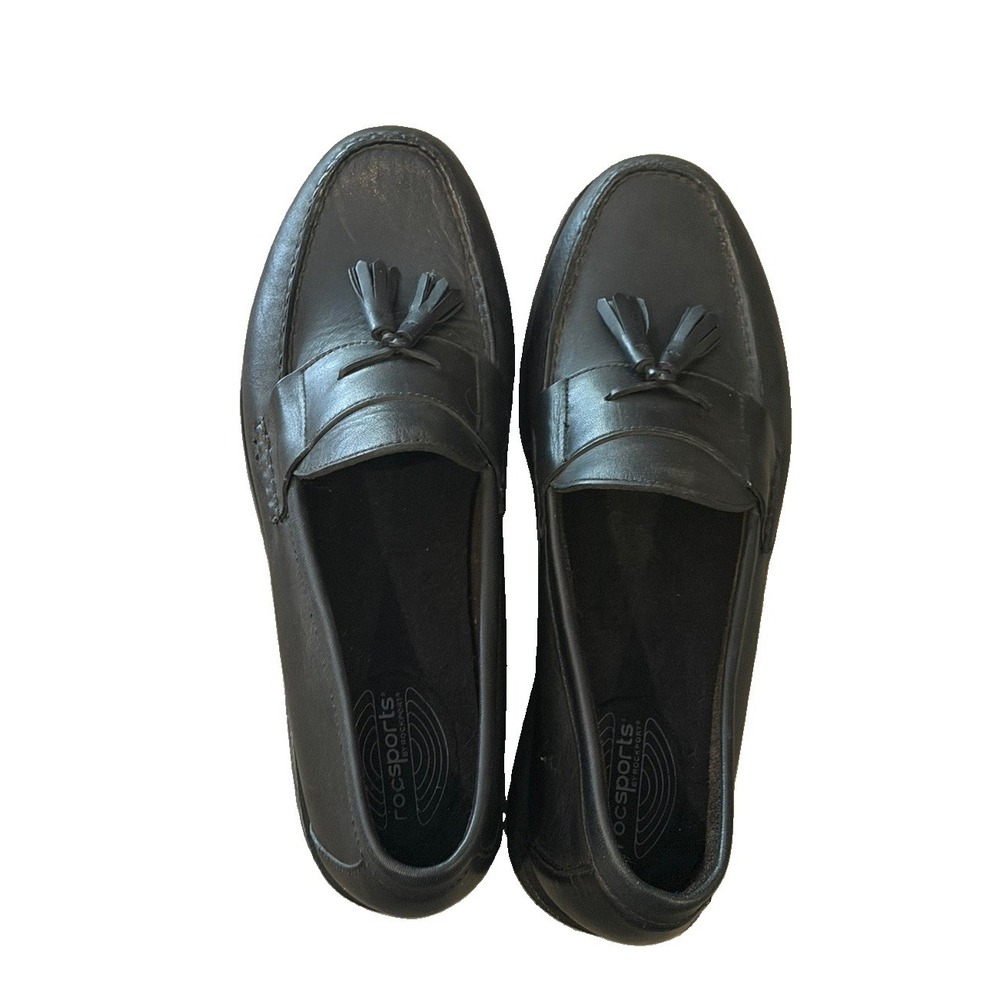 Mens 12M Leather Loafers, RocSports by Rockport, Tassel Black Penny Slip Ons